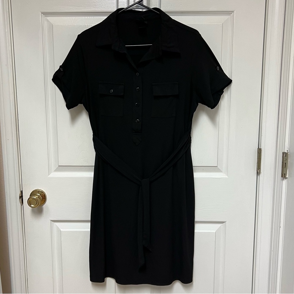 Enfocus Studio Black Midi Shirt Dress